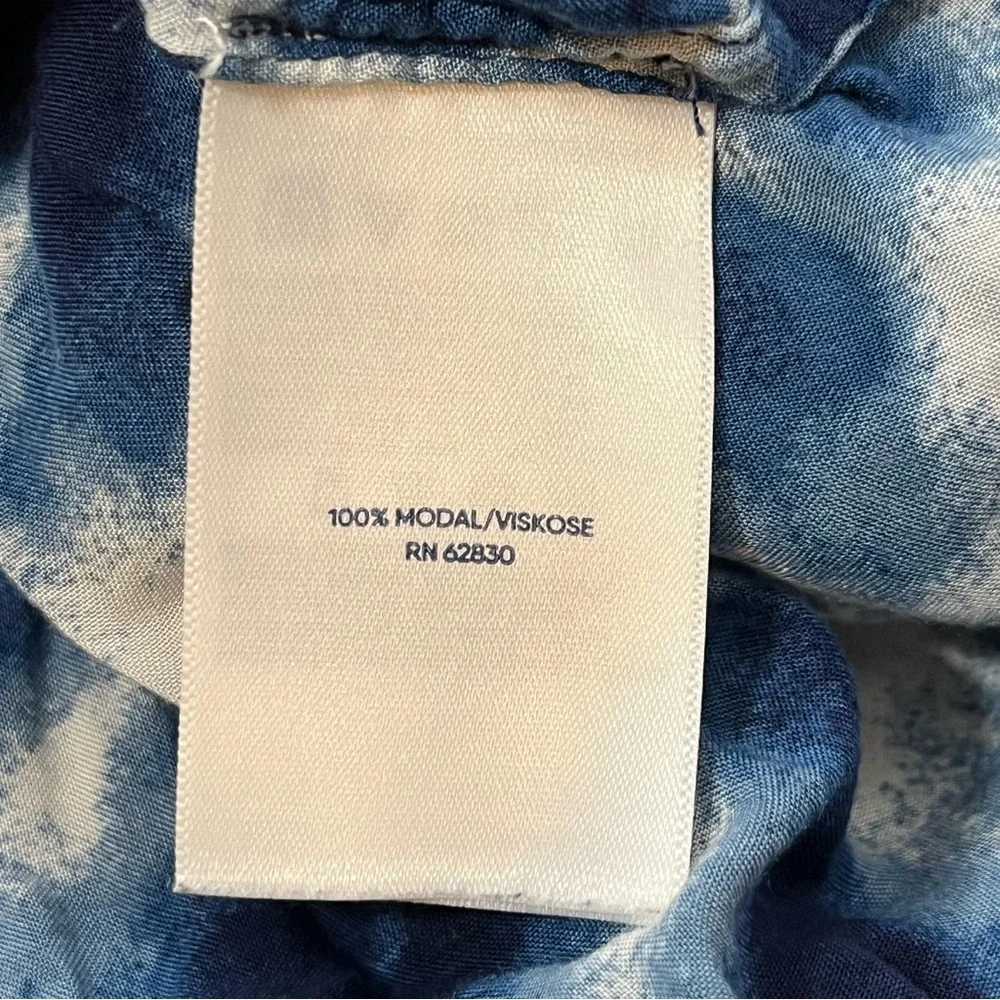 Lands' End Tie Dye Swim Cover Up Womens Large Blue Drawstring Waist Dress Tunic